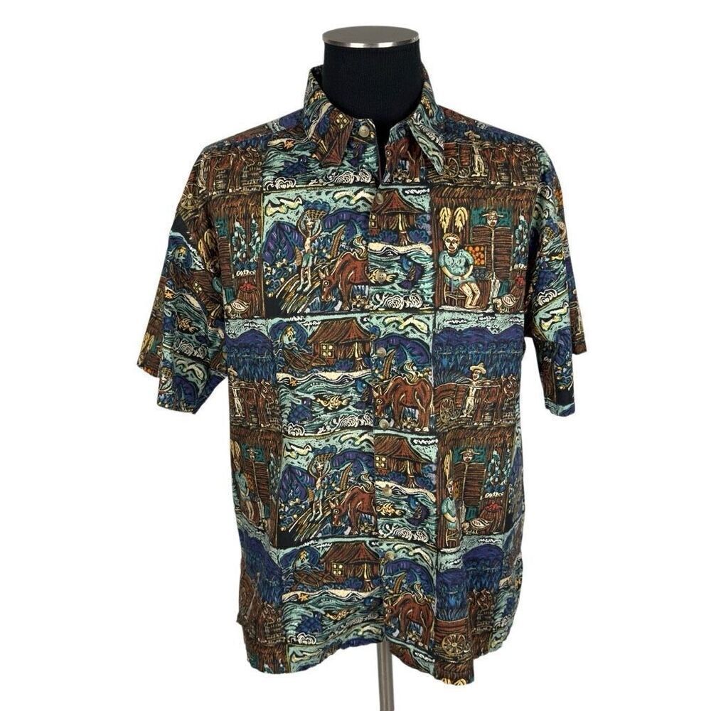 Kahala‎ 100% Cotton Novelty Short Sleeve Hawaiian Shirt - Men’s L